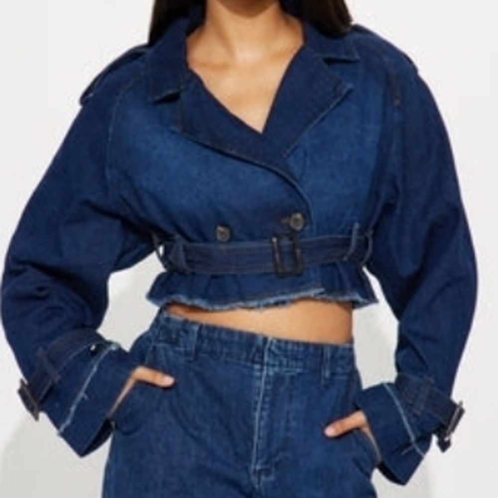 Cropped DenimTrench Coat XL